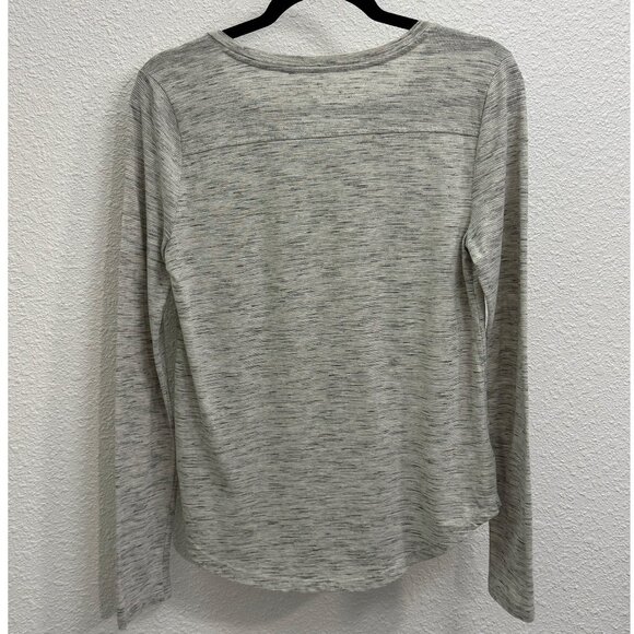 Loft Grey Heather Gold Metallic Long Sleeve Lightweight Top Women’s Medium - Picture 6 of 9